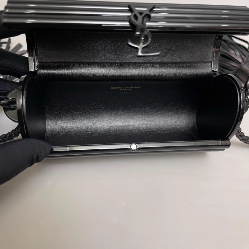 YSL聖羅蘭 限量黑色流蘇亞克力積木盒子包-6