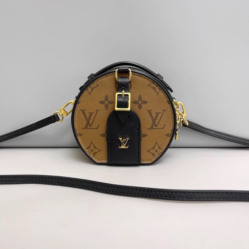 LV路易威登 老花焦糖色mini硬圓餅包 芯片款-0