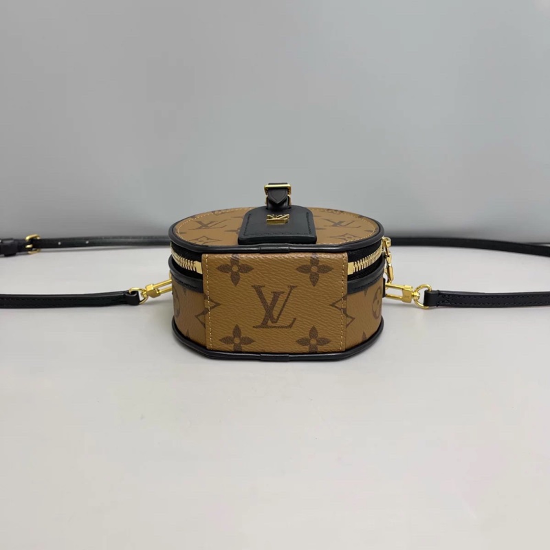 LV路易威登 老花焦糖色mini硬圓餅包 芯片款-3