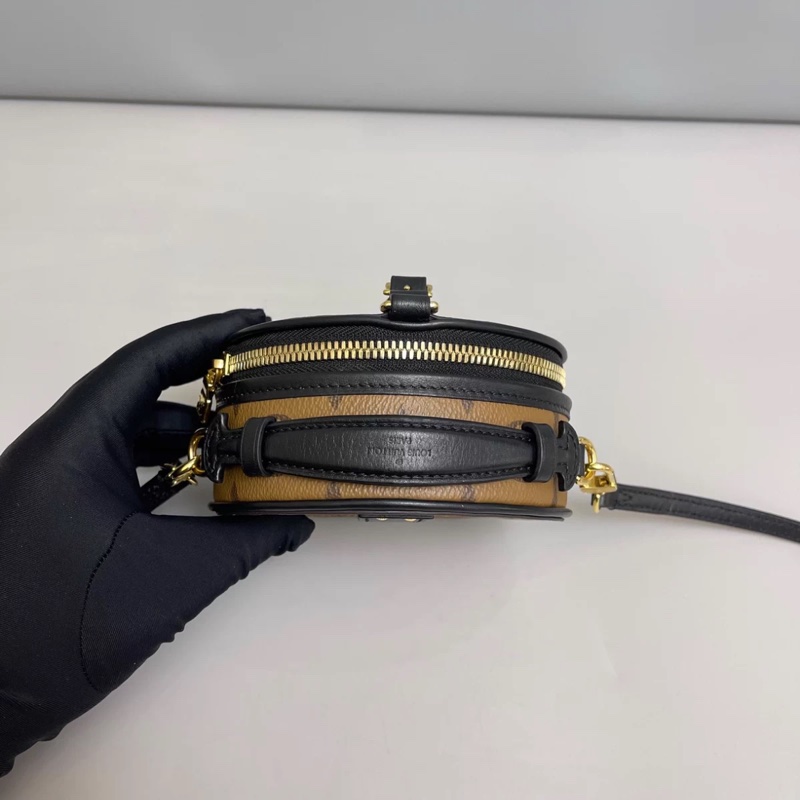 LV路易威登 老花焦糖色mini硬圓餅包 芯片款-4