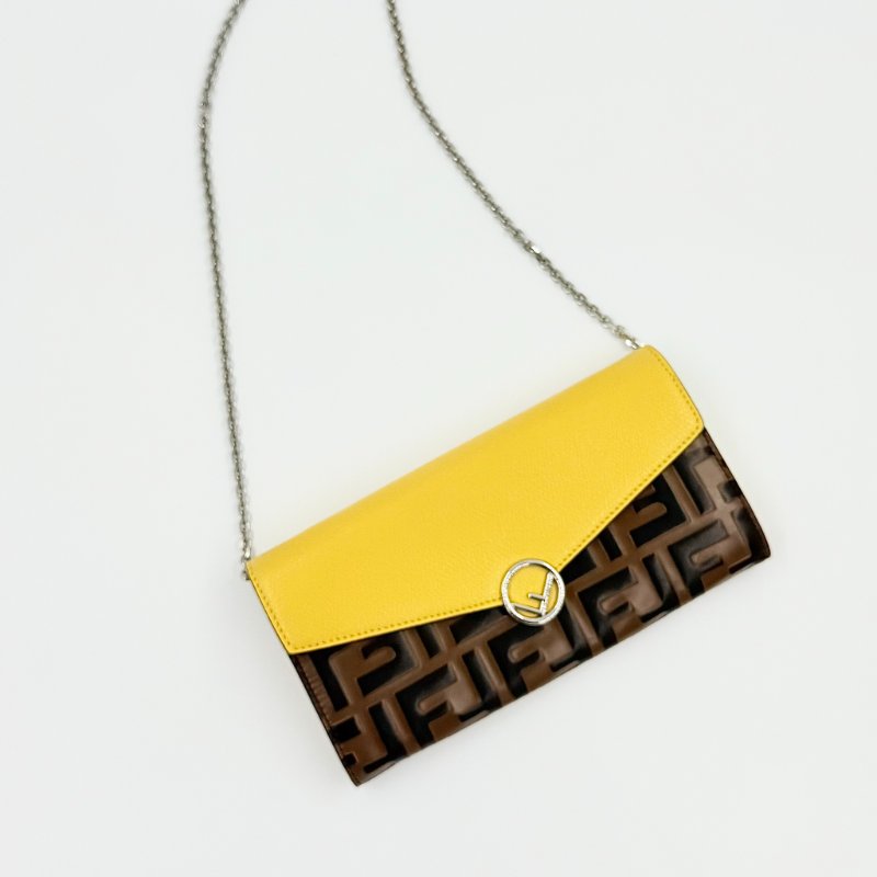 FENDI - 黃色拚FF LOGO WOC 斜背包-0