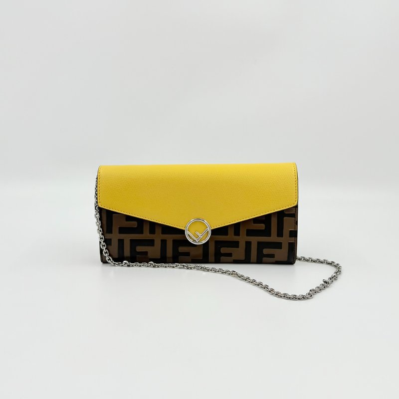 FENDI - 黃色拚FF LOGO WOC 斜背包-1