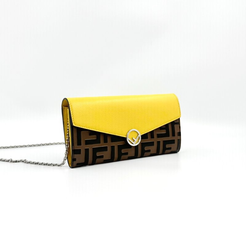 FENDI - 黃色拚FF LOGO WOC 斜背包-4