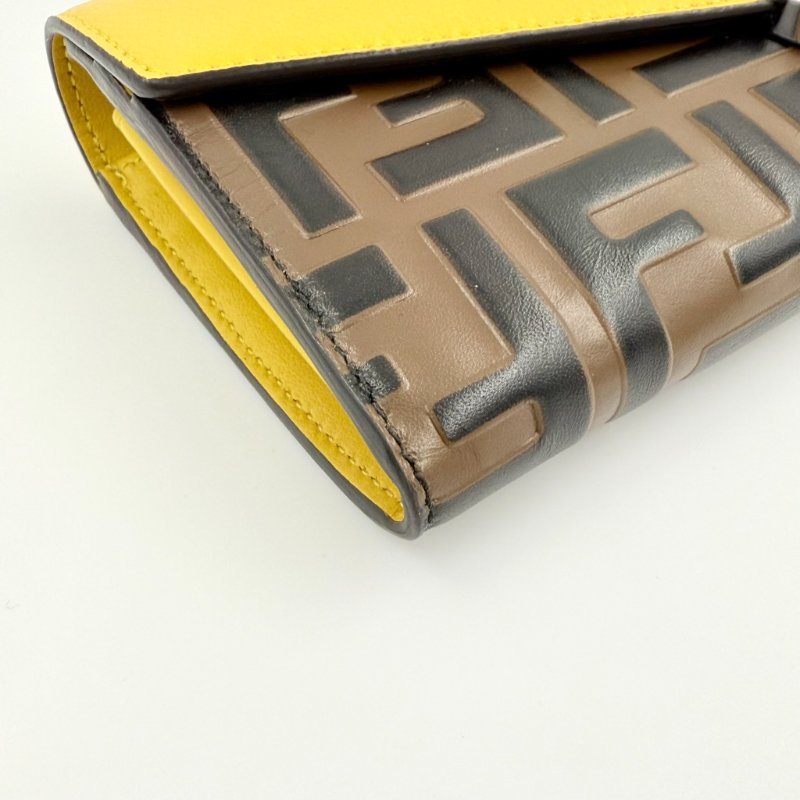 FENDI - 黃色拚FF LOGO WOC 斜背包-7