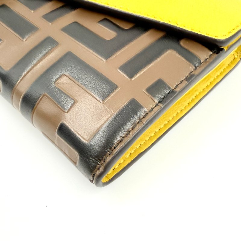 FENDI - 黃色拚FF LOGO WOC 斜背包-8