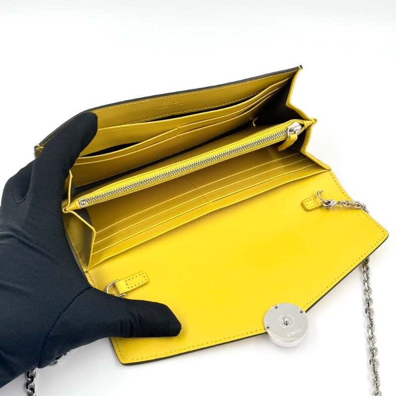 FENDI - 黃色拚FF LOGO WOC 斜背包-12