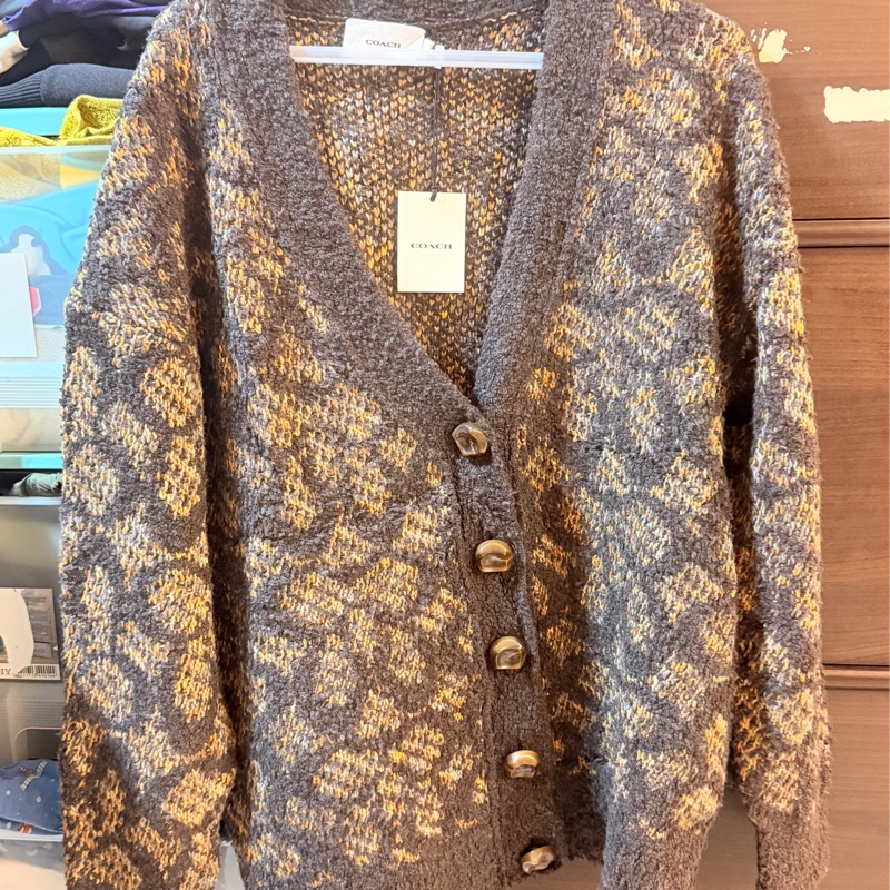 全新 吊牌未拆 coach 美拉德針織外套-1