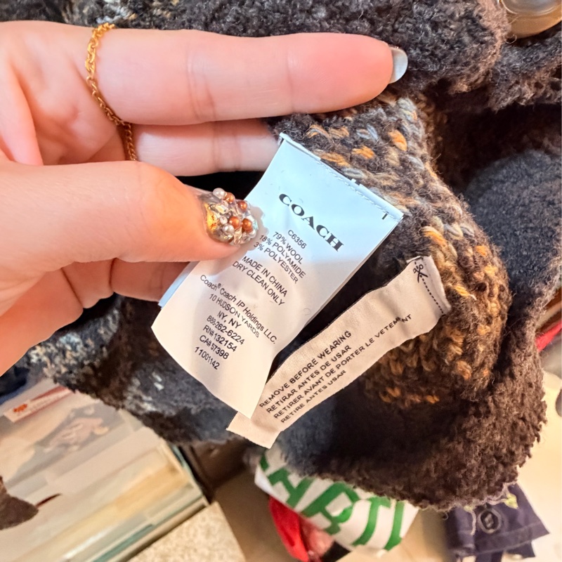 全新 吊牌未拆 coach 美拉德針織外套-4