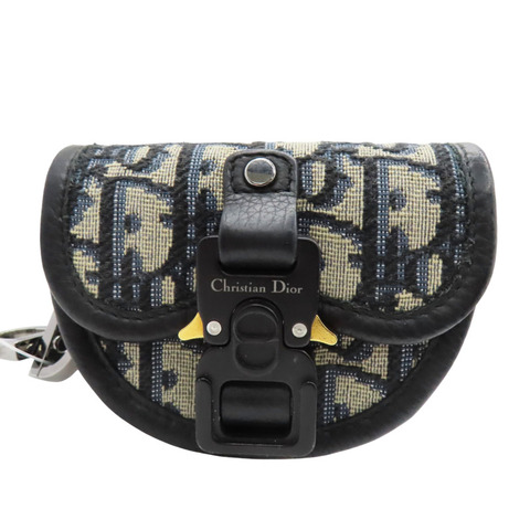 藍色 緹花帆布 AirPods耳機包 零錢包【Dior 迪奧】