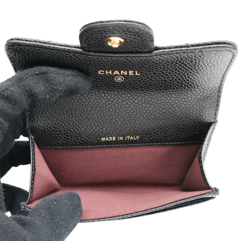 黑色 菱格紋 荔枝紋 牛皮 卡夾 名片夾 AP0214【CHANEL 香奈兒】 AP0214-4