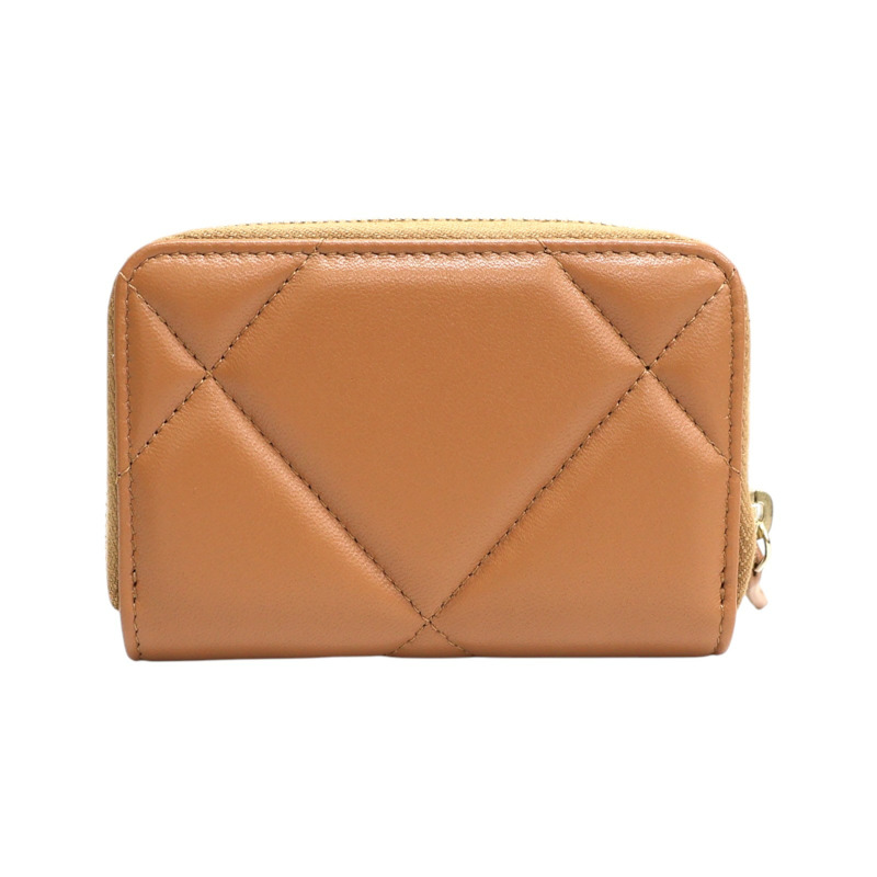 棕色 菱格紋 牛皮 19 coin 拉鍊 零錢包 AP0949【CHANEL 香奈兒】 AP0949-1