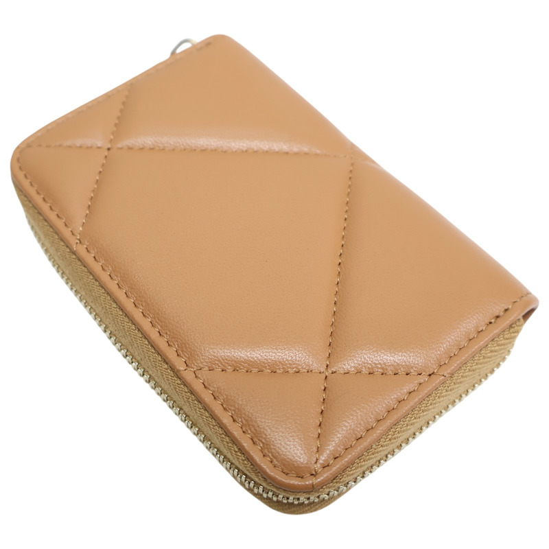 棕色 菱格紋 牛皮 19 coin 拉鍊 零錢包 AP0949【CHANEL 香奈兒】 AP0949-3