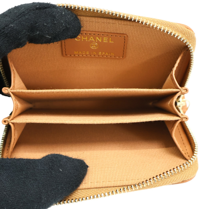 棕色 菱格紋 牛皮 19 coin 拉鍊 零錢包 AP0949【CHANEL 香奈兒】 AP0949-4