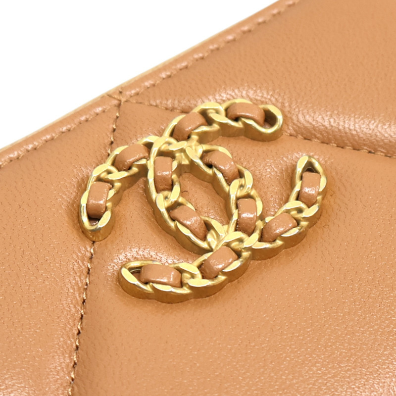 棕色 菱格紋 牛皮 19 coin 拉鍊 零錢包 AP0949【CHANEL 香奈兒】 AP0949-7