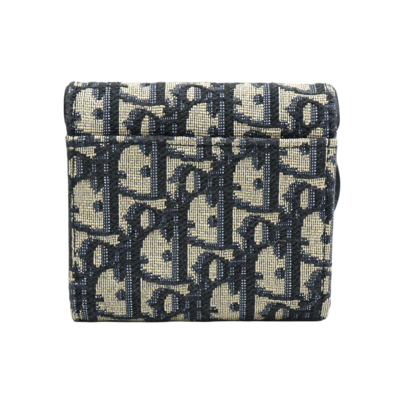 藍色 緹花帆布 扣式 短夾【Dior 迪奧】-1