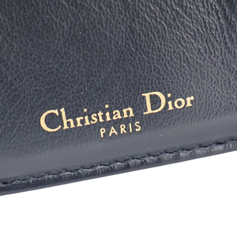 藍色 緹花帆布 扣式 短夾【Dior 迪奧】-9