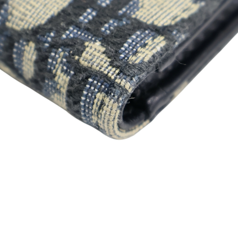 藍色 緹花帆布 扣式 短夾【Dior 迪奧】-12