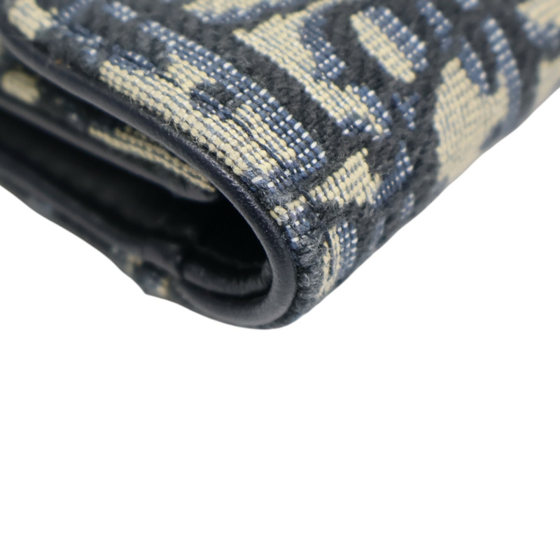 藍色 緹花帆布 扣式 短夾【Dior 迪奧】-13