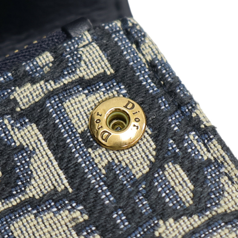 藍色 緹花帆布 扣式 短夾【Dior 迪奧】-15