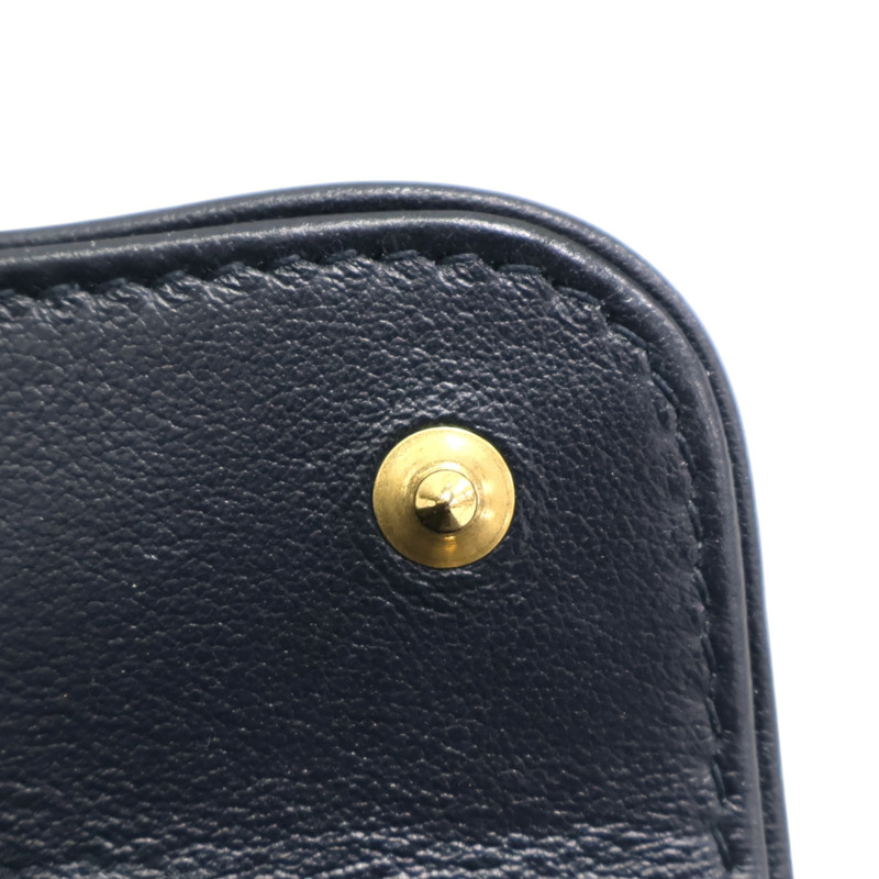 藍色 緹花帆布 扣式 短夾【Dior 迪奧】-17