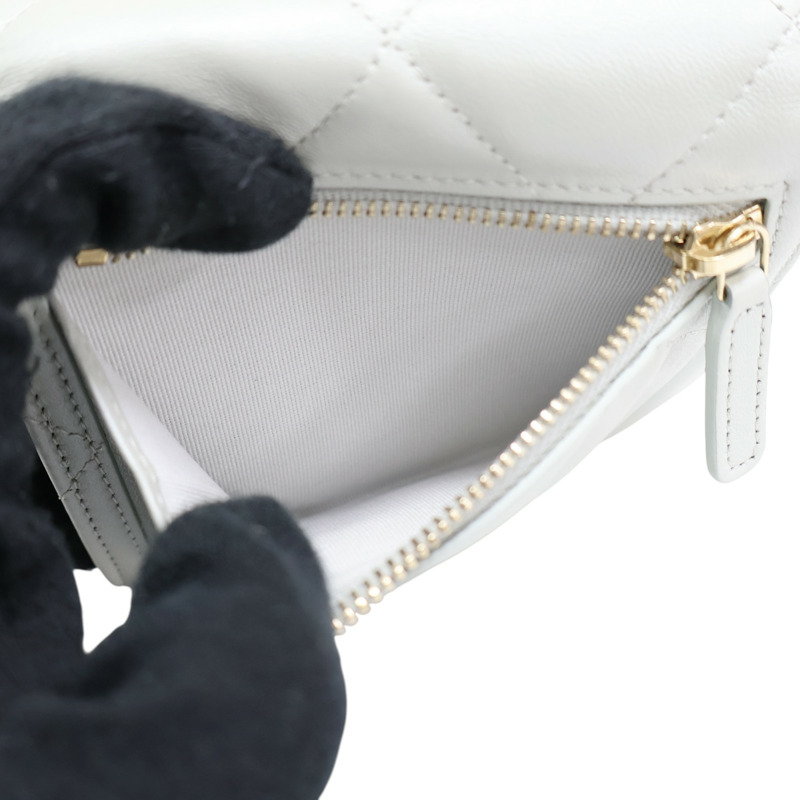 銀色 菱格紋 羊皮 扣式 短夾【CHANEL 香奈兒】-6