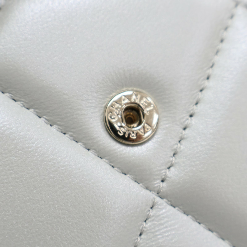 銀色 菱格紋 羊皮 扣式 短夾【CHANEL 香奈兒】-15