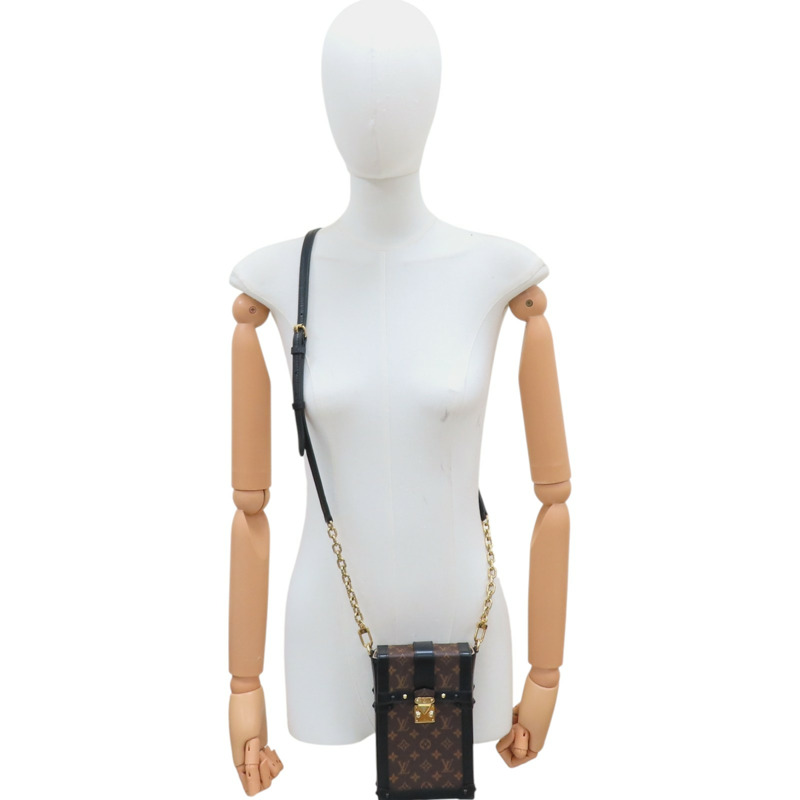 棕色 原花帆布 Pochette 行李箱 垂直 肩背包 M63913【LOUIS VUITTON LV 路易威登】 M63913-7