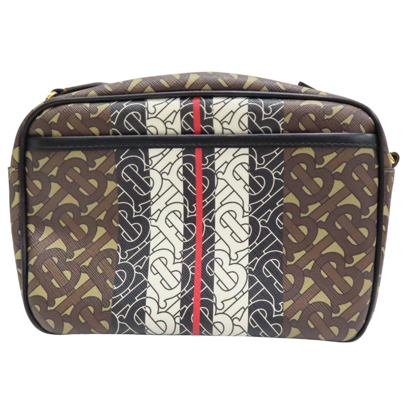棕/黑色 PVC塗層帆布 TB Monogram Stripe 相機包 肩背包【BURBERRY 巴寶莉】 8021661-1