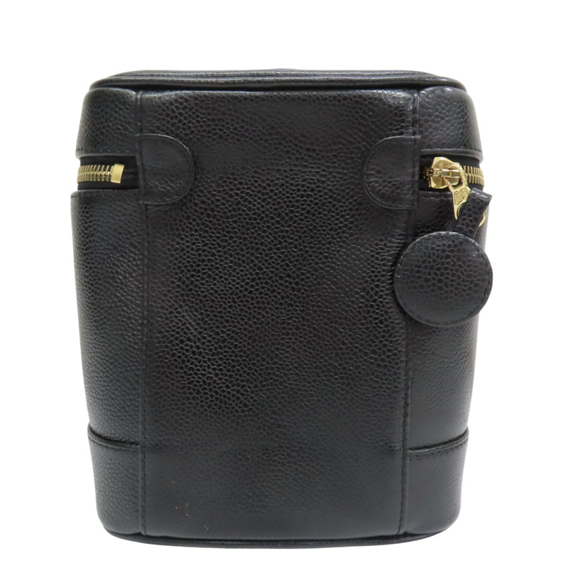 黑色 荔枝牛皮 Vintage Vanity 手提包 金釦【CHANEL 香奈兒】-1