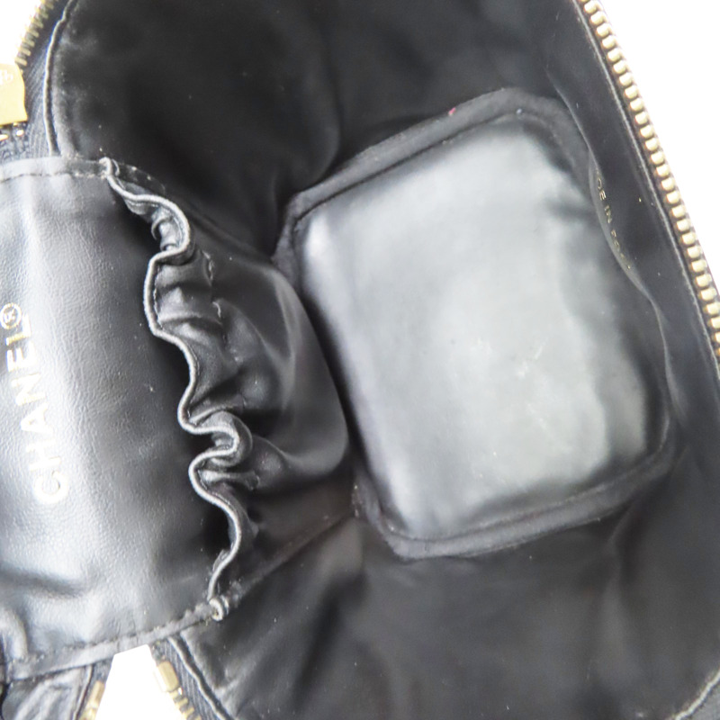 黑色 荔枝牛皮 Vintage Vanity 手提包 金釦【CHANEL 香奈兒】-4