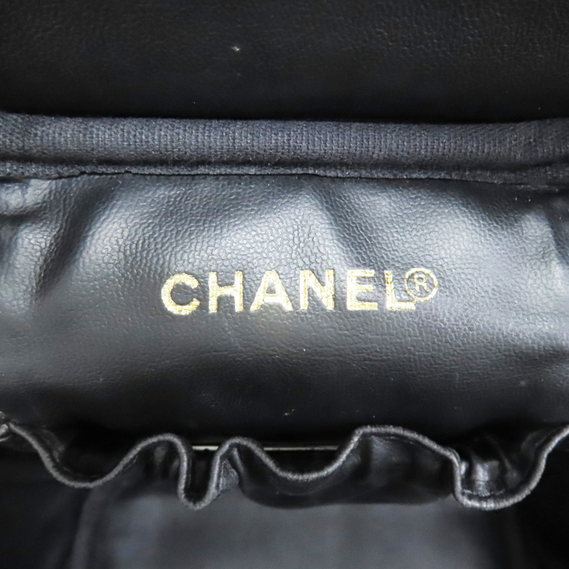 黑色 荔枝牛皮 Vintage Vanity 手提包 金釦【CHANEL 香奈兒】-5
