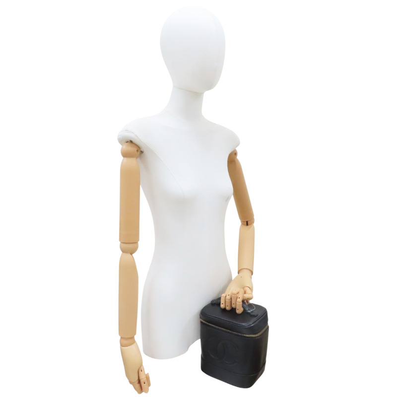 黑色 荔枝牛皮 Vintage Vanity 手提包 金釦【CHANEL 香奈兒】-8