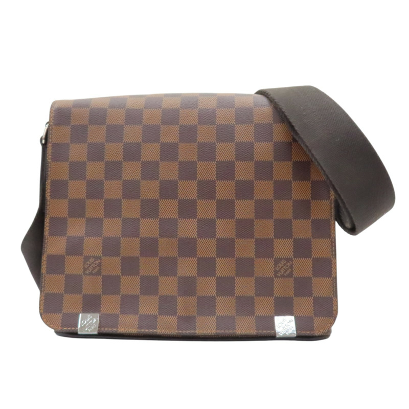 棕色 棋盤格帆布 DISTRICT 翻蓋斜背包【LOUIS VUITTON LV 路易威登】 N41031-0