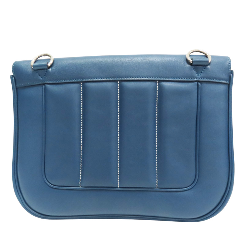 瑪瑙藍 Evercolor牛皮 Berline 28 肩背包 口P刻 銀釦【HERMES 愛馬仕】-1