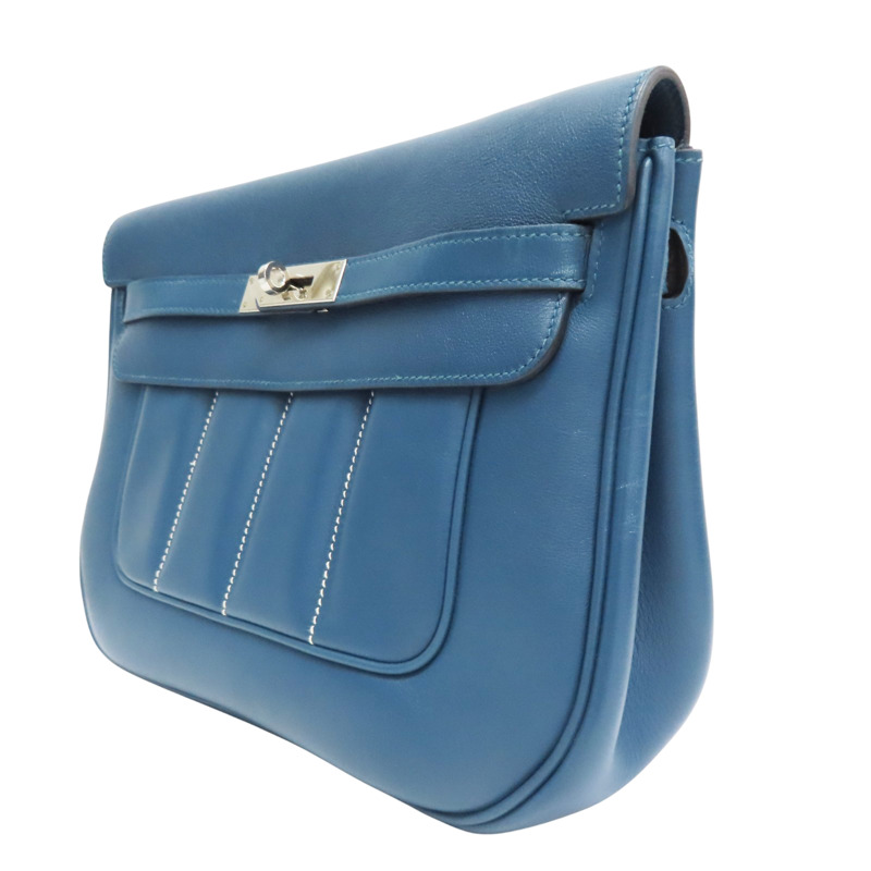 瑪瑙藍 Evercolor牛皮 Berline 28 肩背包 口P刻 銀釦【HERMES 愛馬仕】-2