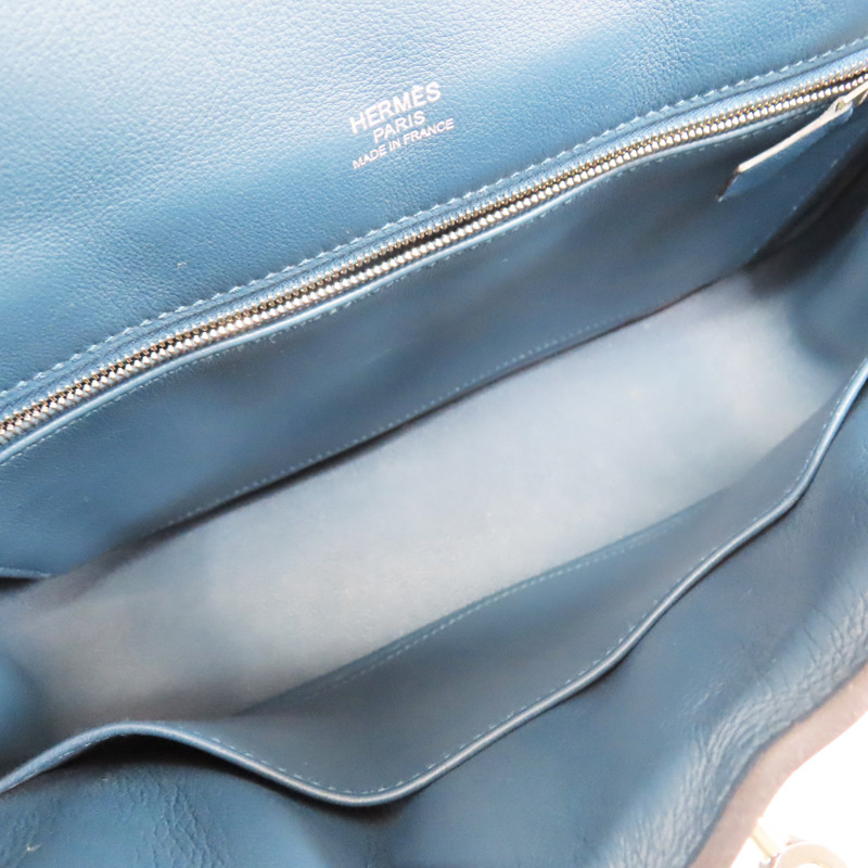 瑪瑙藍 Evercolor牛皮 Berline 28 肩背包 口P刻 銀釦【HERMES 愛馬仕】-4