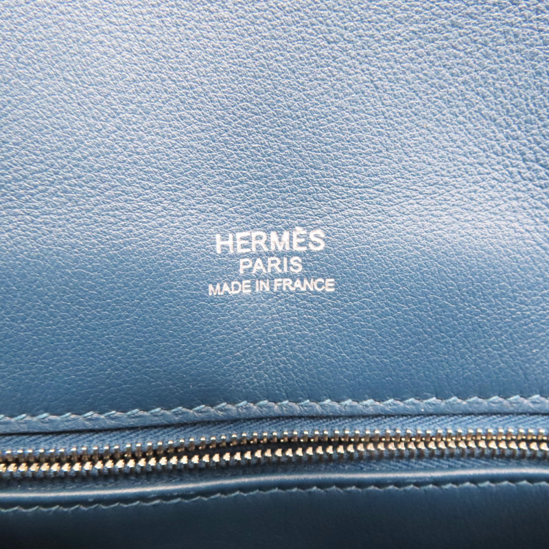 瑪瑙藍 Evercolor牛皮 Berline 28 肩背包 口P刻 銀釦【HERMES 愛馬仕】-6