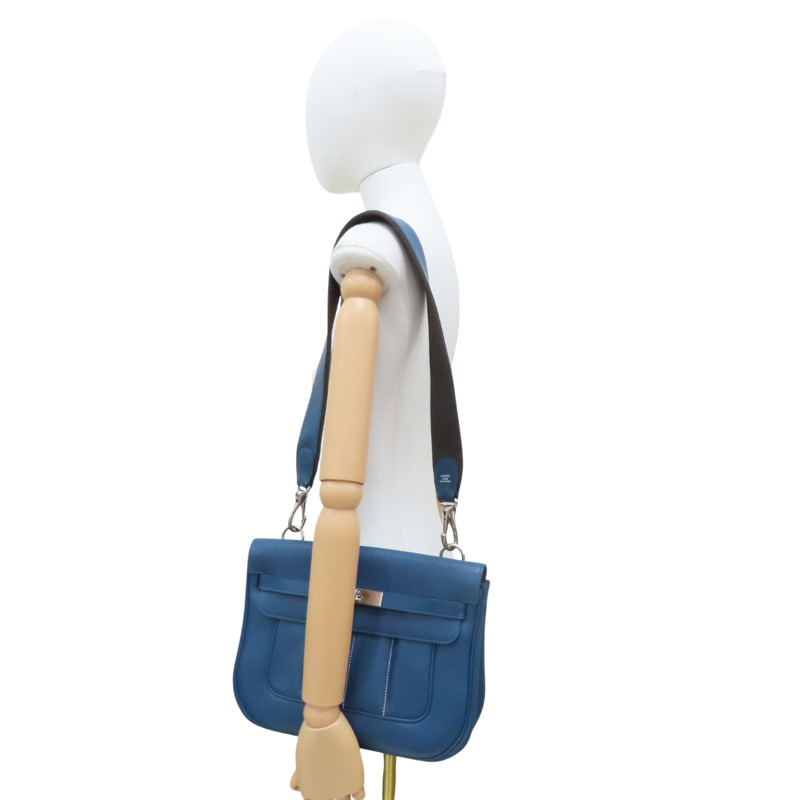 瑪瑙藍 Evercolor牛皮 Berline 28 肩背包 口P刻 銀釦【HERMES 愛馬仕】-8