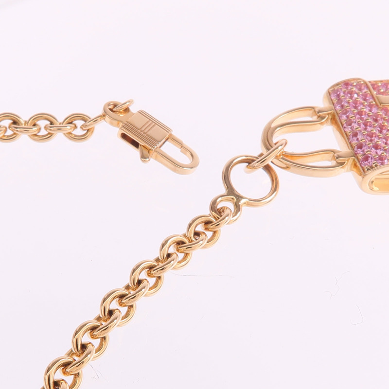 HERMES 18K玫瑰金Amulettes Constance Bracelet粉紅色藍寶石手鏈-5