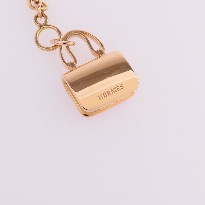 HERMES 18K玫瑰金Amulettes Constance Bracelet粉紅色藍寶石手鏈-8