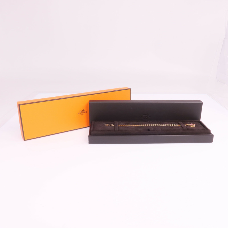 HERMES 18K玫瑰金Amulettes Constance Bracelet粉紅色藍寶石手鏈-9