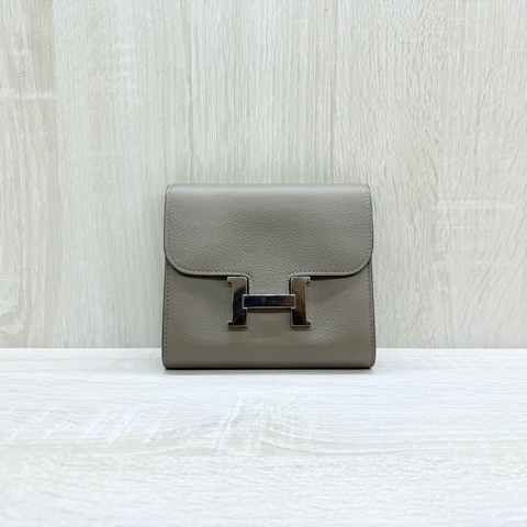 HERMES大象灰EPSOM銀釦康康短夾