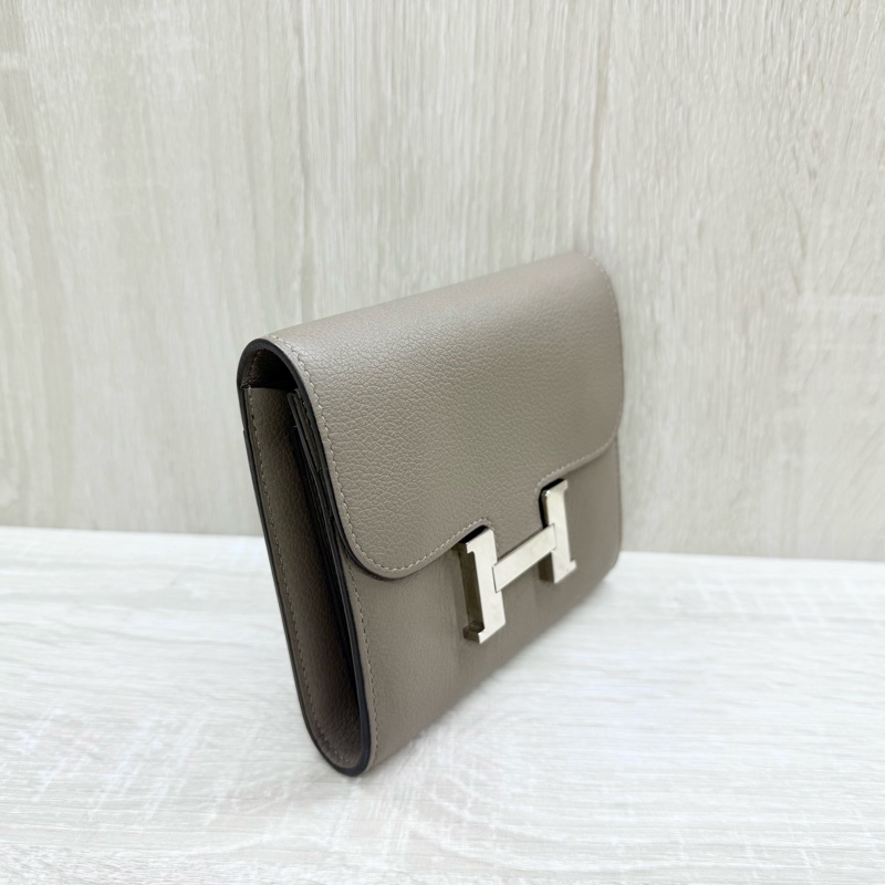 HERMES大象灰EPSOM銀釦兩折康康短夾-4
