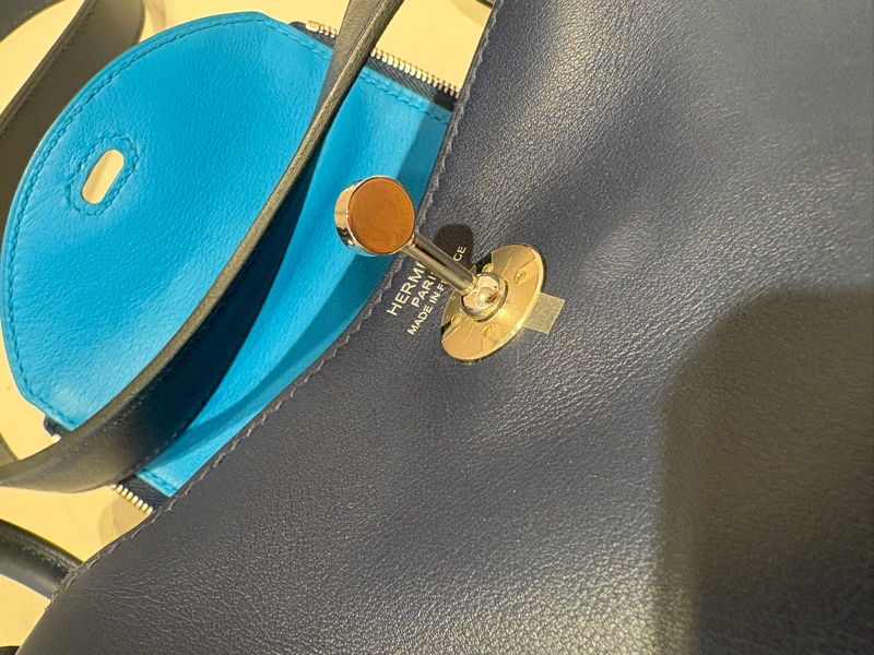 Hermes寶石藍Swift銀扣mini Lindy-5