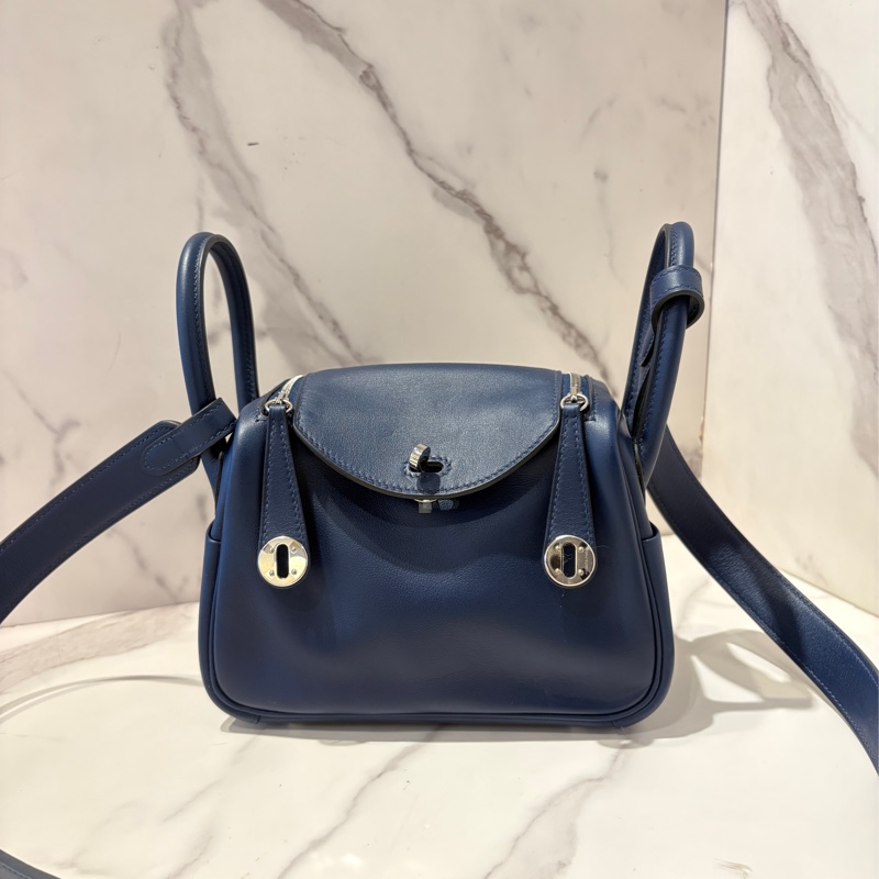 Hermes寶石藍Swift銀扣mini Lindy-6