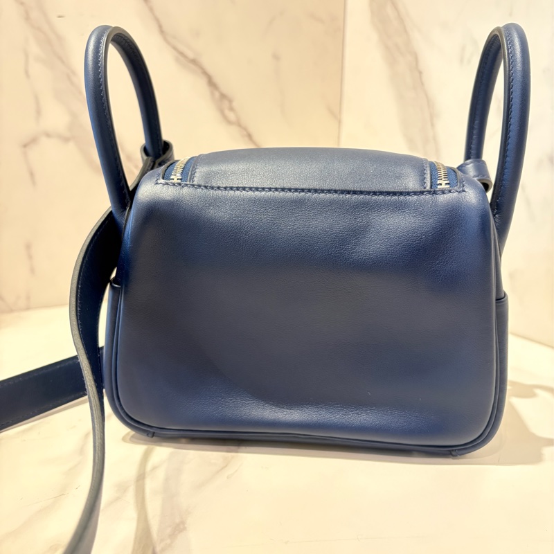 Hermes寶石藍Swift銀扣mini Lindy-7