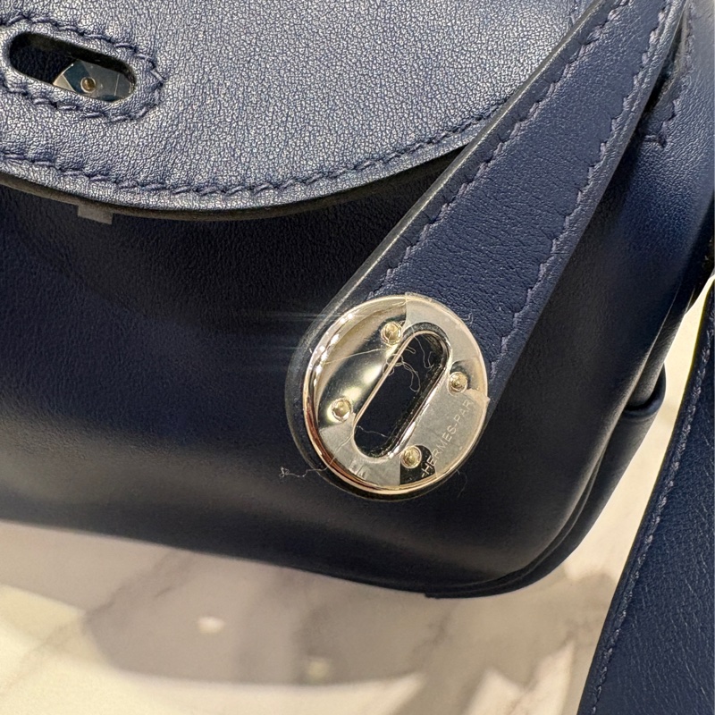Hermes寶石藍Swift銀扣mini Lindy-16