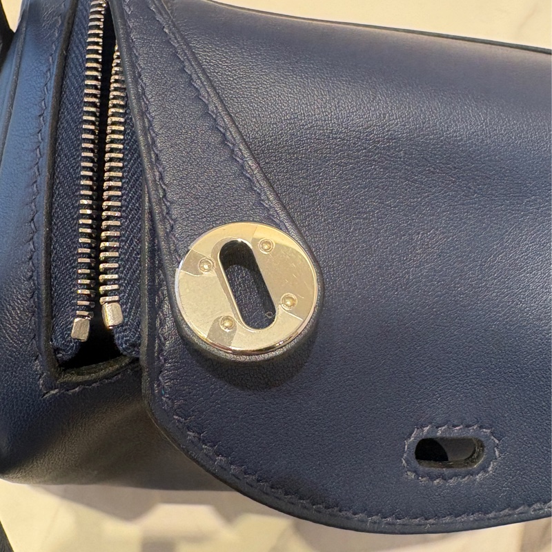 Hermes寶石藍Swift銀扣mini Lindy-27