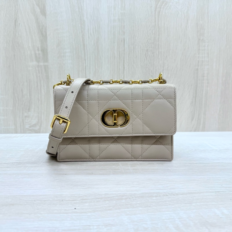 DIOR淡米色羊皮金釦MISS Caro側背包S5169UDAX-1