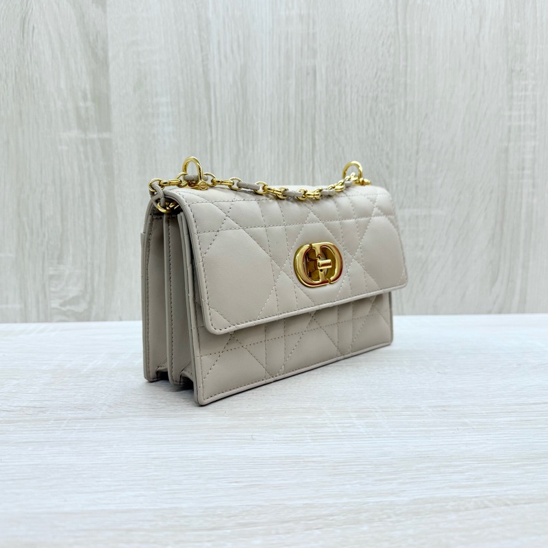 DIOR淡米色羊皮金釦MISS Caro側背包S5169UDAX-4